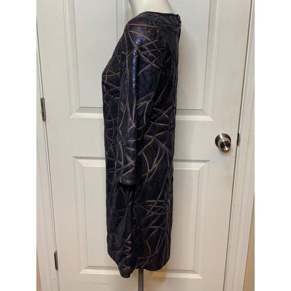 Tadashi Shoji Blue Sequin Paneled Mesh Dress, Size 4 - Picture 4 of 7